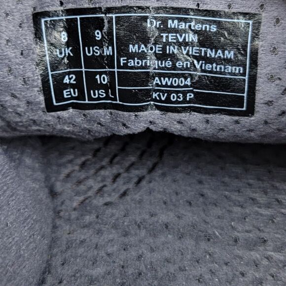 Dr Martens Tevin Shoes Men's Size 9 M Black Leather Air Cushion Elastic Slip-On - Picture 2 of 16